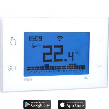 Cronotermostato WIFI touch a 230V bianco da parete Vemer TUO Wi-Fi Lite VE785700